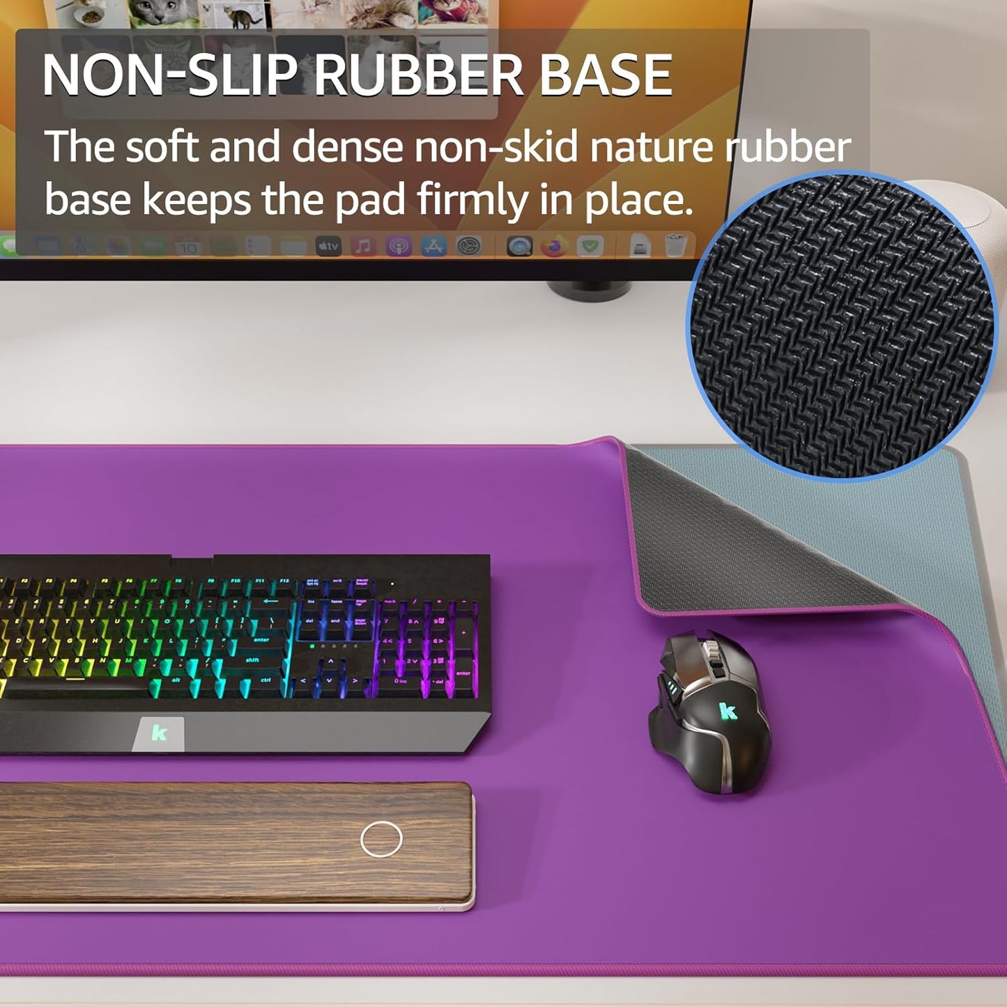 KTRIO Large Gaming Mouse Pad Desk Mat, Superior Micro-Weave Cloth for Precise Mouse Control, Non-Slip Rubber Base, Stitched Edges, Water-Resistant, for Gamer, Office & Home, 31.5" x 11.8" inches