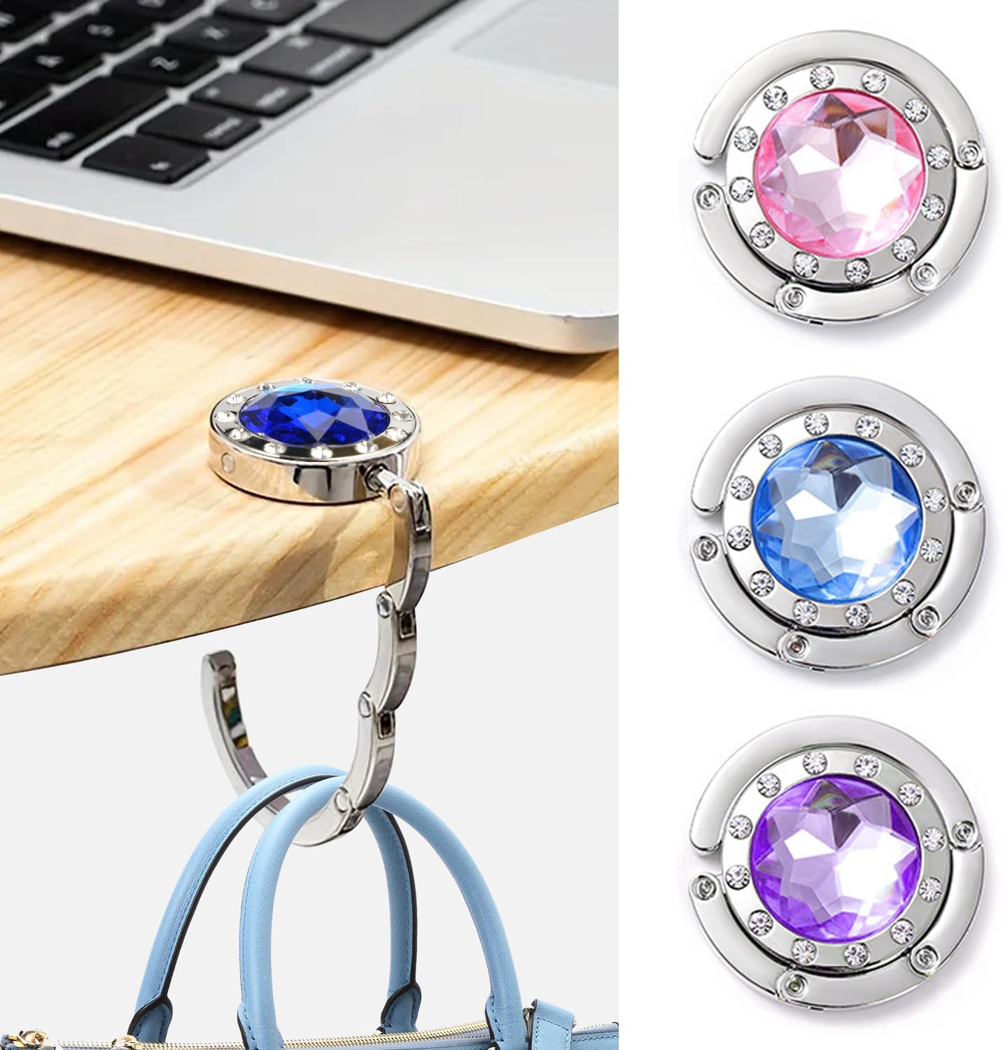 Foldable Purse Hook for Table - Portable Bag Holder - Strength Alloy Materials Heavy Duty Hanger