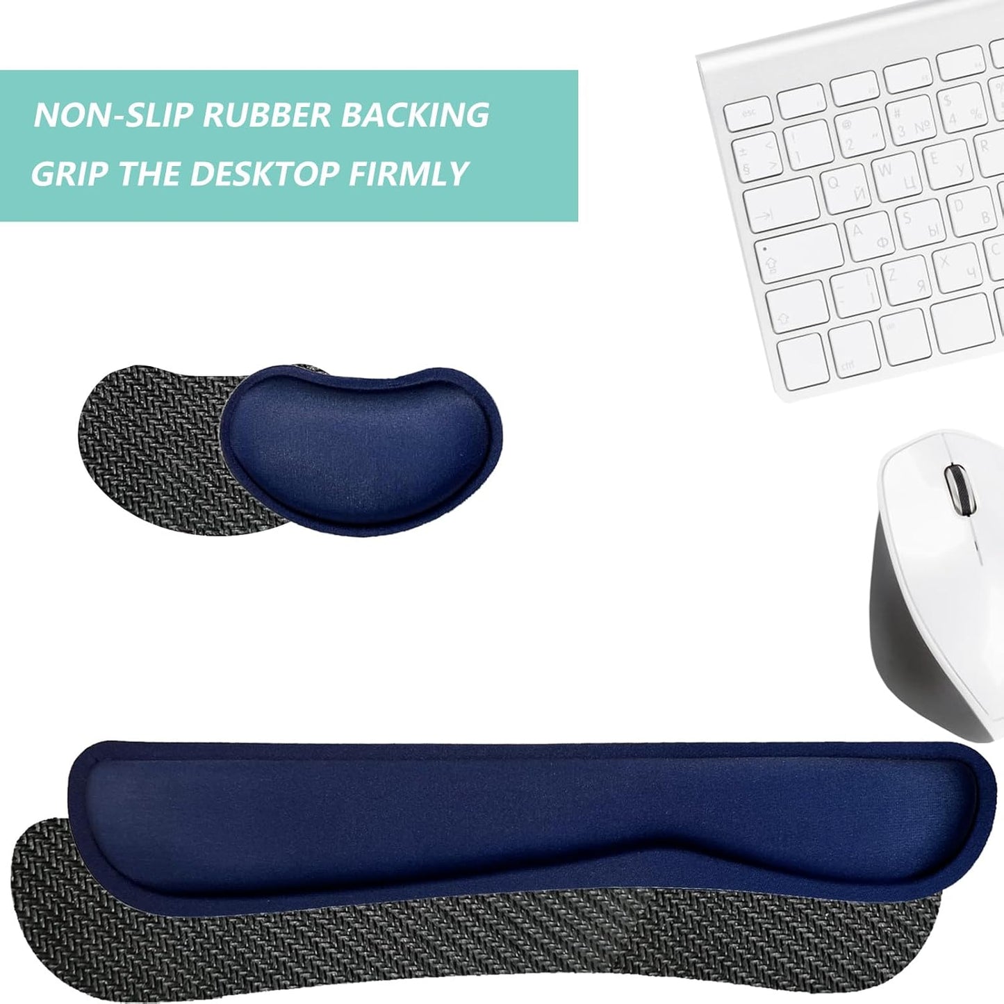 Keyboard Wrist Rest Mouse Wrist Support Set, Memory Foam Wrist Rest Pad for Computer Laptop Keyboard Mouse, Ergonomic Wrist Cushion Support for Typing Pain Relief, Gaming Home Office, Flowers Grass