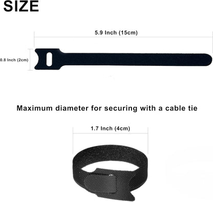 130 PCS 6 Inch Reusable Cable Ties Adjustable Cord Straps, Hook & Loop Wire Organizer for Home, Office & Electronics Cable Management