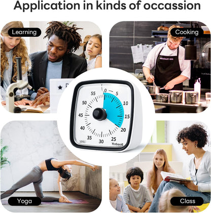 Yunbaoit Visual Timer with Night Light, 60-Minute Countdown Timer for Kids and Adults, Silent Classroom Timer, Time Management Tool for Home, School, or Work (Light Blue)