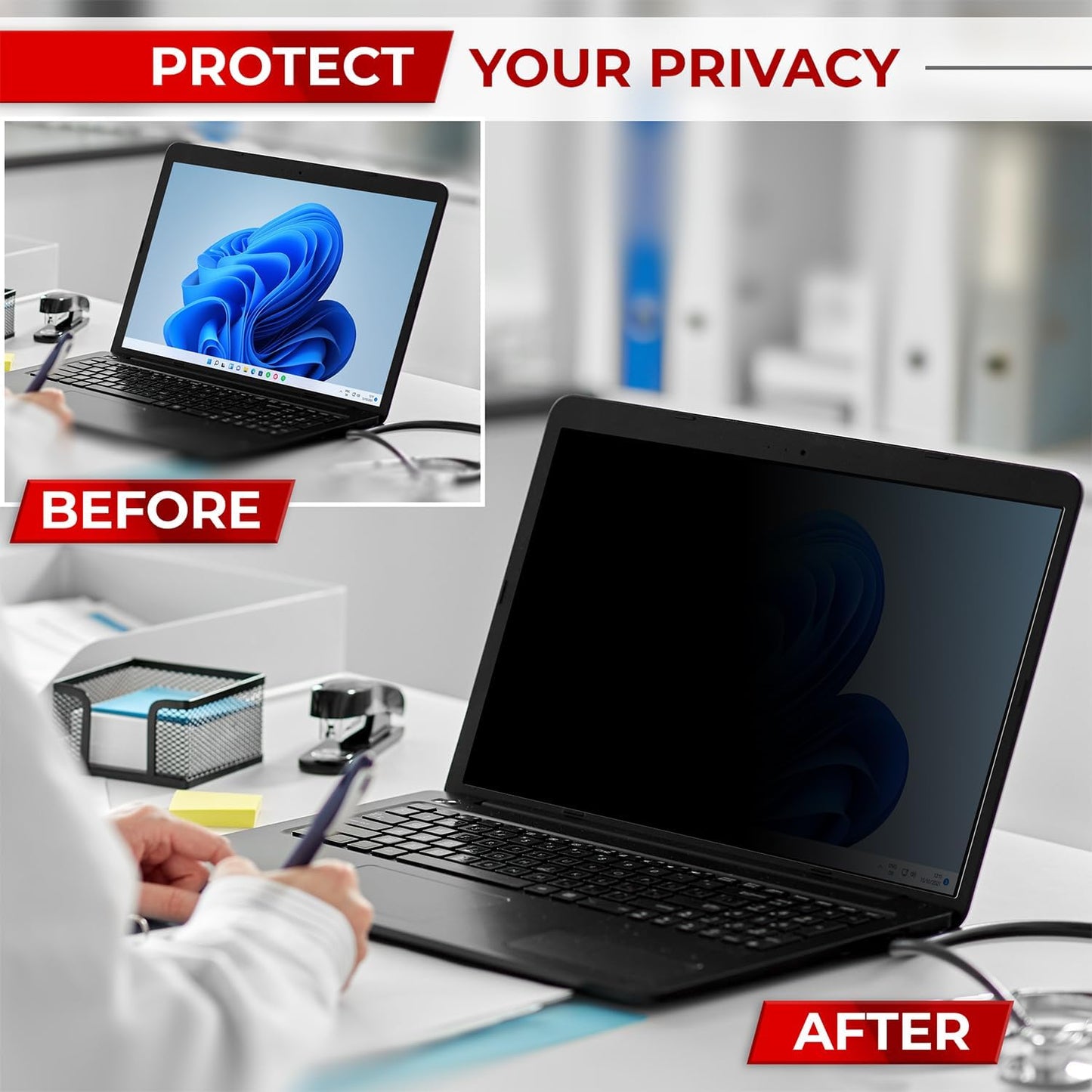SightPro 16 Inch 16:10 Laptop Privacy Screen Filter - Computer Monitor Privacy Shield and Protector - High Clarity