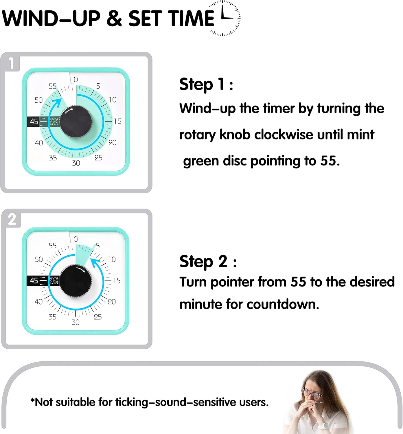 Visual Timer 7.5 inch; 60 Minute 1 Hour Countdown Timer for Kids Classroom Teaching Tool Home Office Meeting, Mechanical Countdown Clock for Exam Time Management Magnetic, Sky Blue with Colorful Disc