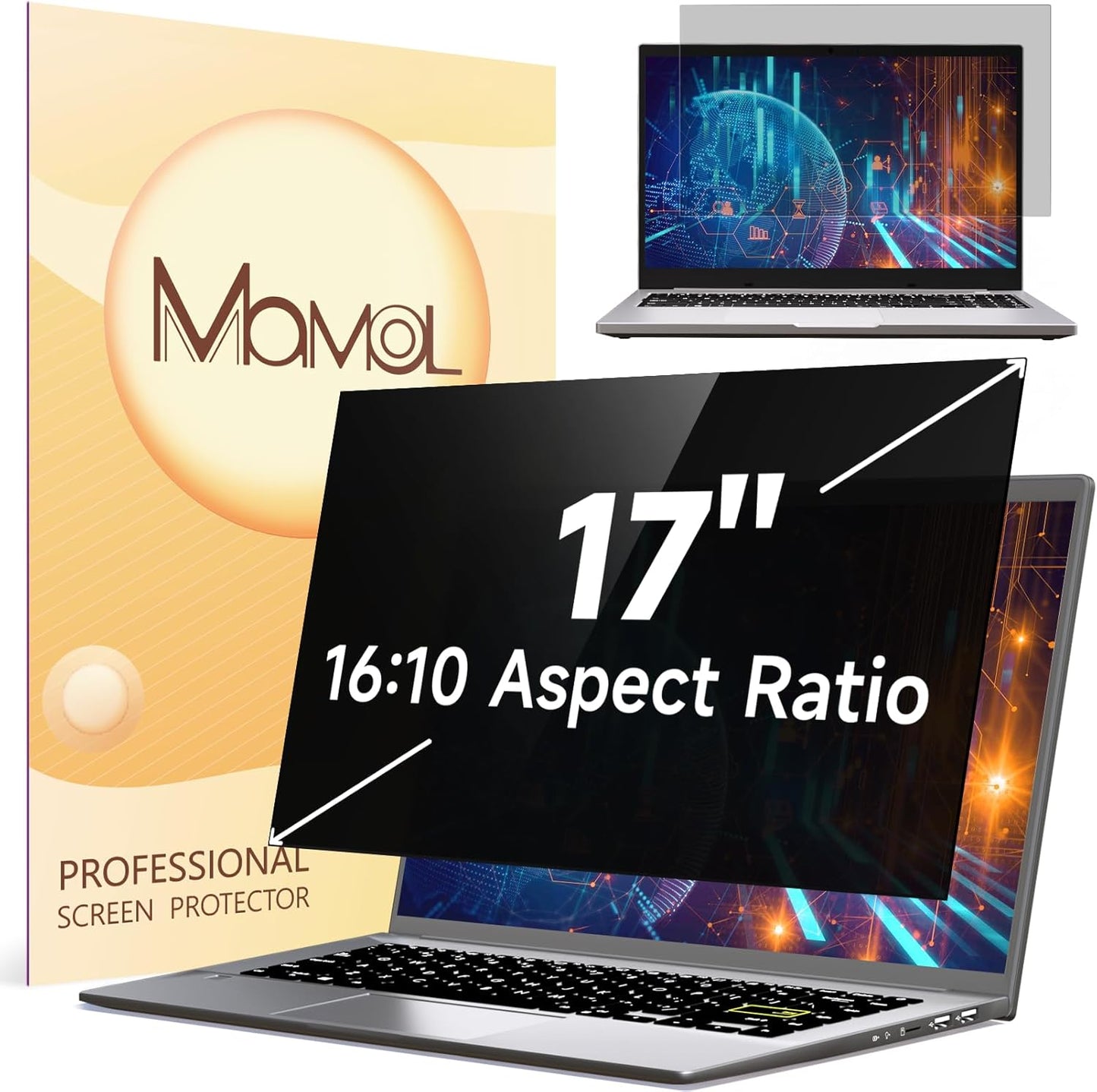 Mamol 34 Inch Curved Computer Privacy Screen Filter for 21:9 Aspect Ratio Widescreen Monitor - Anti Glare Blue Light Filter, Removable Computer Monitor Privacy Shield, Anti-Scratch Screen Protector