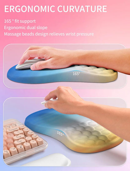 Hokafenle 2in1 Combination, Wave Keyboard Wrist Rest and Ergonomic Curvature Mouse Pad Wrist Support for Relieve Wrist Pain, Filled with Soft Cushion Memory Foam, Black
