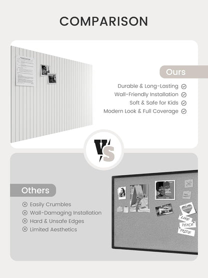 Bumusty Large Cork Board Alternative-48 x 36" Felt Bulletin Board Tiles, with 30 Pushpins, 70 Adhesive Tabs, Fine-Stripe 12-Pack, Cork Boards for Office Push Pin Board Felt Board-Oatmeal