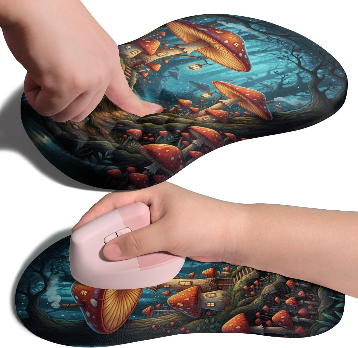Ergonomic Joint Wrist Support Mouse Pad with Memory Foam Cushion Massage Bump, Carpal Tunnel Pain Relief Mousepad Slope Design for Wrist Rest, 11.8x7.9 in, Black