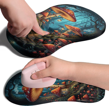 Ergonomic Joint Wrist Support Mouse Pad with Memory Foam Cushion Massage Bump, Carpal Tunnel Pain Relief Mousepad Slope Design for Wrist Rest, 11.8x7.9 in, Black