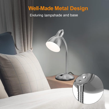 LEPOWER Metal Desk Lamp, Eye-Caring Table Lamp, Study Lamps with Flexible Goose Neck for Bedroom, Home Office (Matte Black)