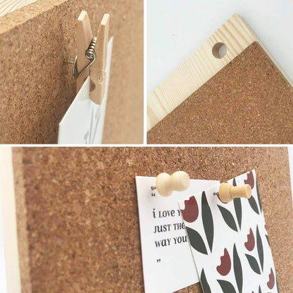 Desktop Cork Board, 10'' x 8'' Bulletin Board Message Board with 12 PCS Push Pins, Decorative Pin Board Perfect for Home School Office Décor