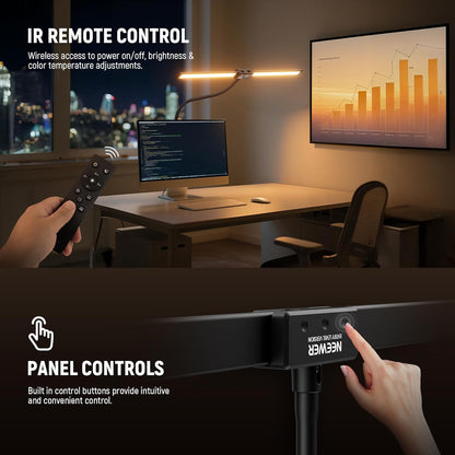 NEEWER Entry Level Version 32" LED Light with Clamp for Desk Home Office Dorm Designer Drafting, 20W Dual Computer Monitor Architect Lamp Bar, Flexible Overhead 2200lux/Remote/5 Modes CRI80+, N21