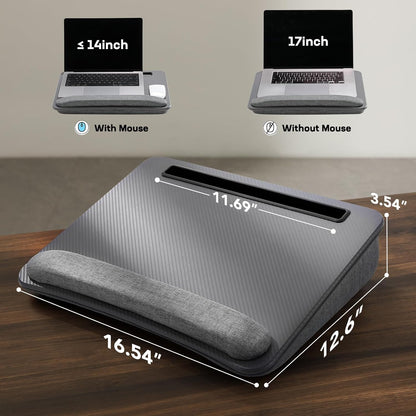 HUANUO Laptop Lap Desk - Portable Lap Desk with Pillow Cushion, Fits up to 15.6 inch Laptop, with Anti-Slip Strip & Storage Function for Home Office Students Use as Computer Laptop Stand, Book Tablet