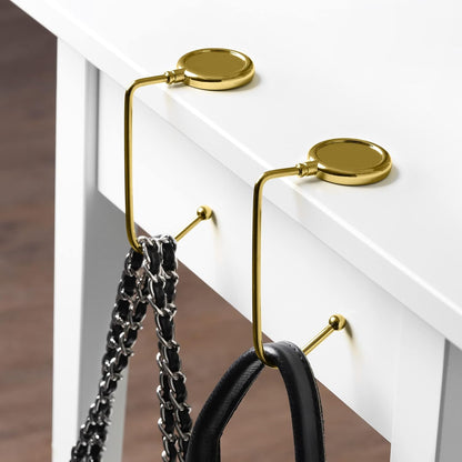 kwmobile Purse Hook for Table - Set of 2 Purse Holder - Handbag Hanger - Portable Bag Holder - Bag Hooks for Desk - Table Hook Gold