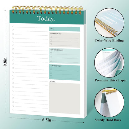 104 Pgs To Do List Notepad - Daily Planner Notepad Undated 52 Duplex-Printed Undated Sheets Tear Off, 6.5" x 9.8" Checklist Productivity Organizer with Hourly Schedule for Tasks