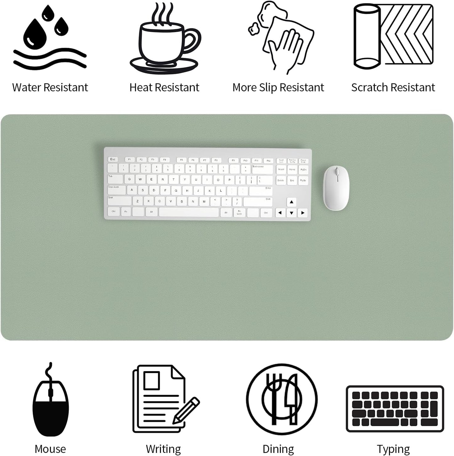 Bloss Leather Desk Pad and Keyboard Wrist Rest, Large Mouse Pad + Keyboard Pad+Mouse Wrist Support, Non-Slip Desk Mat Protector for Office, Home(31.5×15.7 Inches,Beige) - Colors B