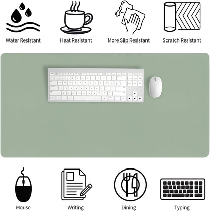 Bloss Leather Desk Pad and Keyboard Wrist Rest, Large Mouse Pad + Keyboard Pad+Mouse Wrist Support, Non-Slip Desk Mat Protector for Office, Home(31.5×15.7 Inches,Beige) - Colors B
