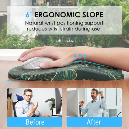 MROCO Ergonomic Mouse Pad with Wrist Support, Memory Foam Wrist Rest Mouse Pad, Non-Slip Base, Smooth Surface for Office & Home, Black
