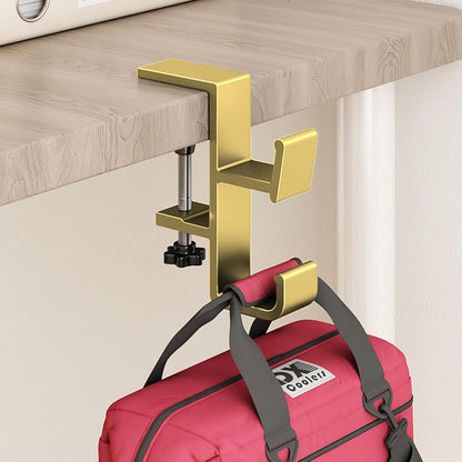 Desk Hook for Bag, Purse Hook for Table, Under Desk Handbag Hanger, Aluminum Backpack Holder, Desk Mount Hook for Umbrellas, Headphone, Cream