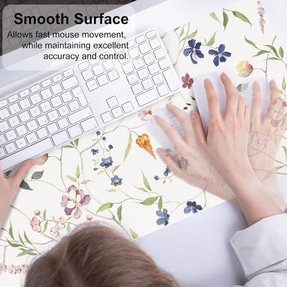 QIYI Large Mouse Pad, Cute Pink Desk Mat for Desktop, Women Girls PU Leather Desk Pad Waterproof Gaming Mousepad, Rose Gold Marble Computer Protector Writing Pad for School Office Home 31.5" x 15.7"