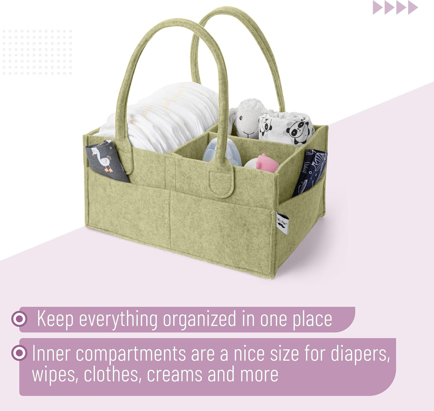Mr. Pen- Baby Diaper Caddy Organizer, Gray, Medium, Nursery Storage Bin and Car Organizer for Diapers and Baby Wipes