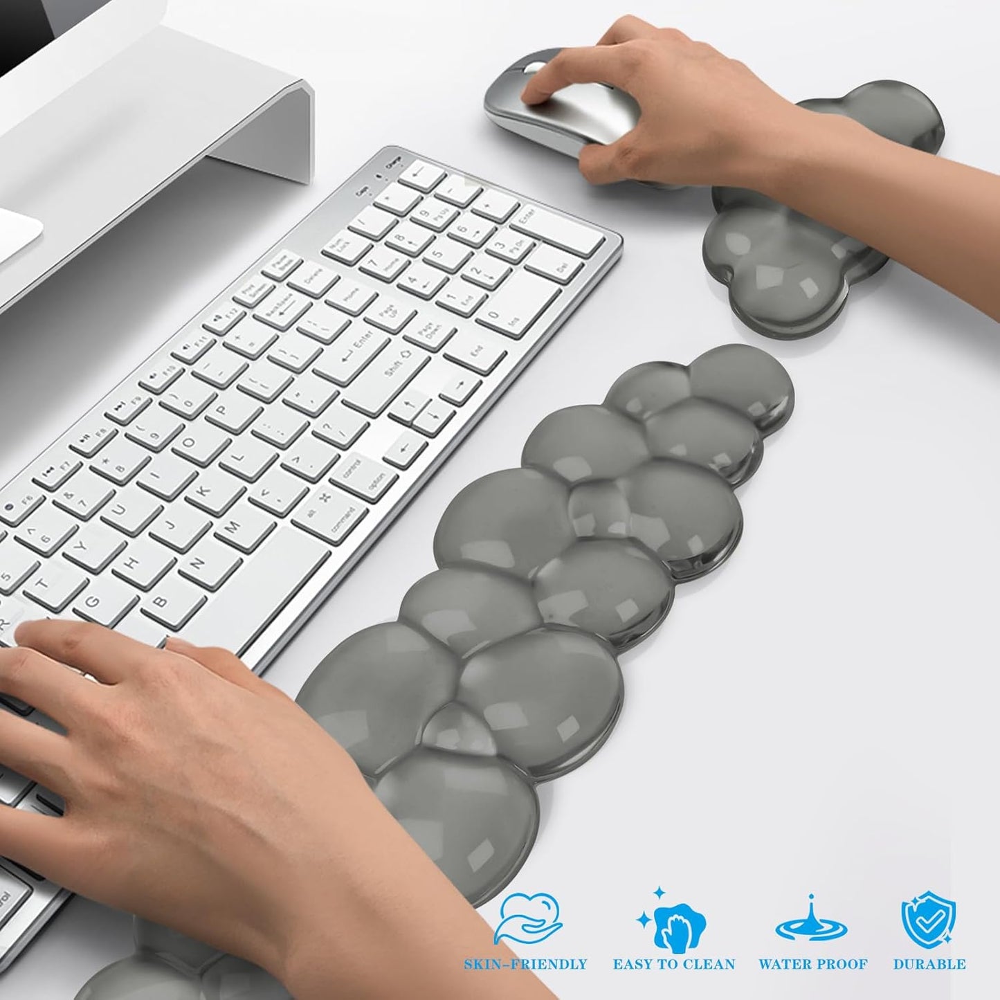 Gel Cloud Keyboard and Mouse Wrist Rest, Cute Wrist Support and Arm Support Keyboard Rest for Keyboard and Mouse Typing Pain Relief，Suitable for Office/Computer/Laptop/Gaming（White）