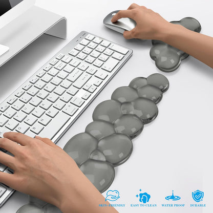 Gel Cloud Keyboard and Mouse Wrist Rest, Cute Wrist Support and Arm Support Keyboard Rest for Keyboard and Mouse Typing Pain Relief，Suitable for Office/Computer/Laptop/Gaming（White）