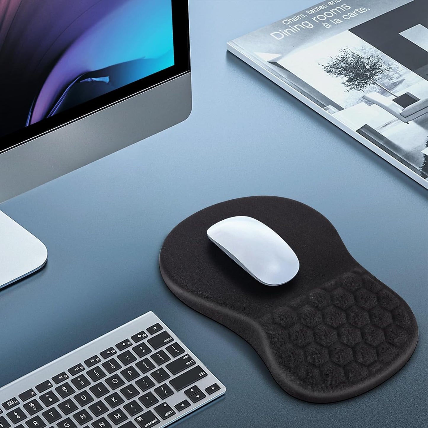 Mouse Wrist Rest, Canjoy 2 Pack Memory Foam Soft Fabric Mouse Wrist Rest Pad Support Cushion with Anti-Skid Rubber Base,Ergonomic Pain Relief Mouse Hand Rest (Black)