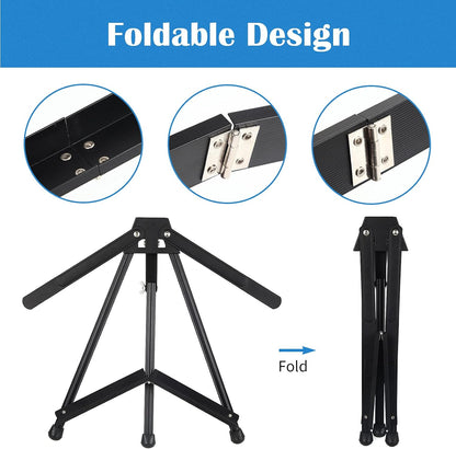 Falling in Art Aluminum 15" to 21" Tabletop Easel Display, Black Tripod with Rubber Feet, Holds Canvas, Paintings, Books, Photos, Signs