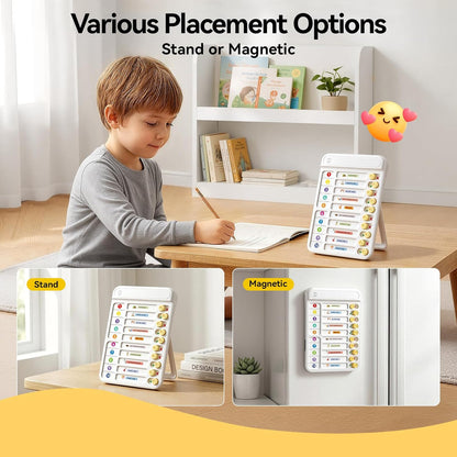 Chore Chart for Kids, Checklist Planning Board with Sliders, 19 Personalizable Sheets and Magnetic Marker, ADHD Tools for Kids to Do List Routine Chart Visual Schedule Board with Stand