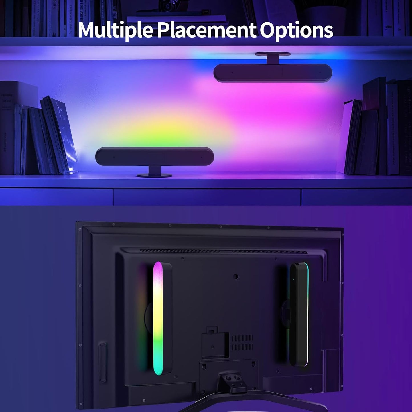 BASON LIGHTING Smart Light Bars, RGB-ICW Smart Led Lights with Music Sync, Bluetooth RGB Desk Light, Gaming Lights for PC, TV, Mood Lighting, USB Powered for Room Decoration.