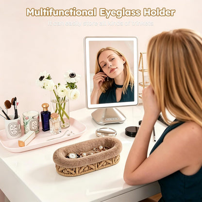 Glasses Holder,Anti-scratch Plush Lined Eyeglass Holder Stand for Nightstand Desk Storage Organizer