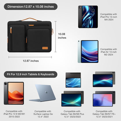 MOSISO 9-11 inch Tablet Sleeve Case for iPad A16 2025, iPad Air 11 inch M3 M2, iPad Pro 11 M4, iPad 10/9/8/7th, Galaxy Tab A9+/S9/S8/Plus 11, Side Open Carrying Bag with 4 Zipper Pockets, Black