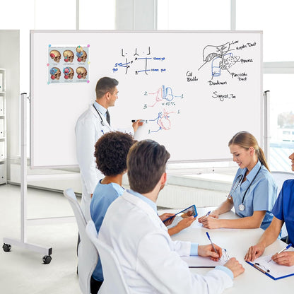 maxtek Magnetic Mobile White Board, 40 x 24 Double Sided Dry Erase Board Rolling Whiteboard, Aluminum Frame Standing Whiteboard on Wheels for Home Office Classroom (40 x 24 Black)