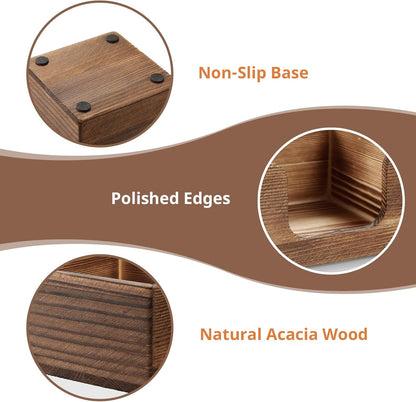 Sticky Note Holder, Burnt Wood Note Dispenser for Office Desk Accessories, Self Stick Note Pad Holder, Memo Pad Holder Dispenser Organizer for School Office Desk Supplies