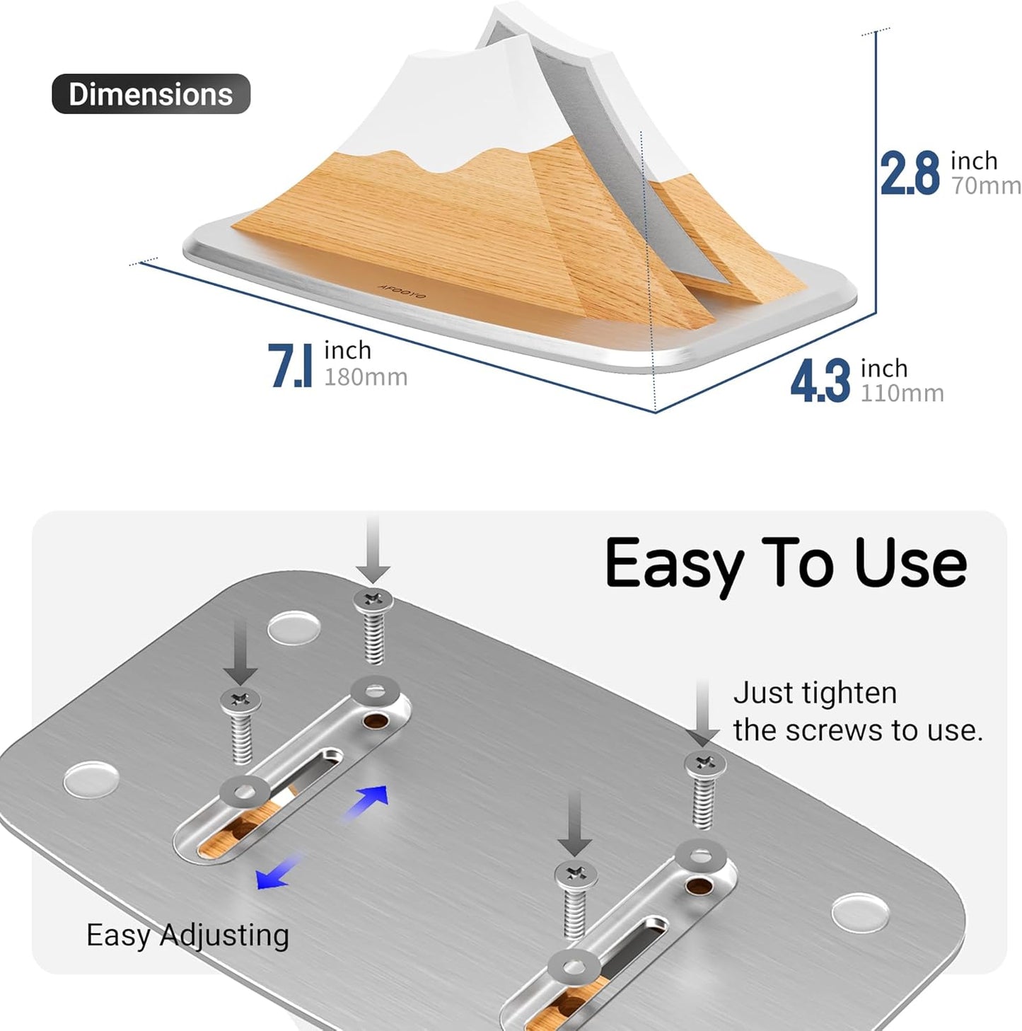 AFOOYO Vertical Dual Laptop Stand - Snow Peak-Shaped Wooden Adjustable Laptop Holder,2 Slots Desktop Dock Compatible with All MacBook, Surface,Chromebook,Dell & More(Beechwood)