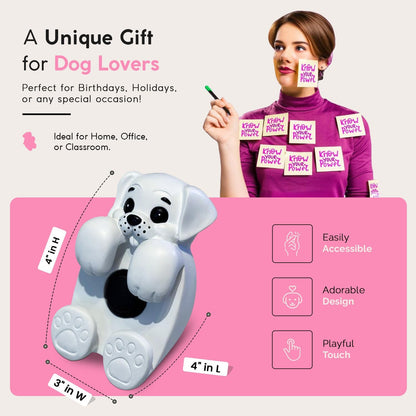 Resin Made 3" x 3" Cute Sticky Note Holder for Desk | Doodle Compatible Accordion Style Dog Pop Up Post it Note Dispenser, Pop Up Sticky Notes Dispenser for Office Holds, School & Office Desk Supplies
