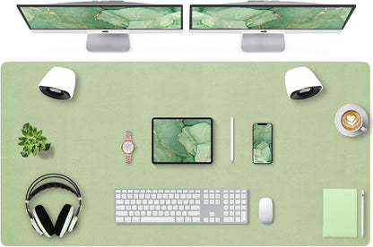Bloss Leather Desk Pad and Keyboard Wrist Rest, Large Mouse Pad + Keyboard Pad+Mouse Wrist Support, Non-Slip Desk Mat Protector for Office, Home(31.5×15.7 Inches,Beige) - Colors A