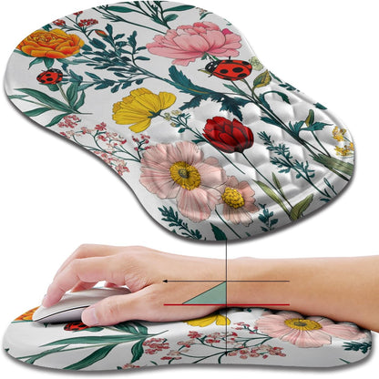 Hokafenle Ergonomic Mouse Pad Wrist Support, Wrist Rest Mousepad for Carpal Tunnel Pain Relief with Integrated Memory Foam Slope Massage Bulge (11.8x7.9 inch,Topographic Contour)