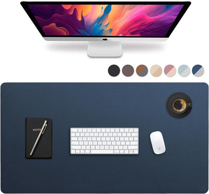 Leather Desk Pad 36" x 20", Vine Creations Office Desk Mat Waterproof Black - Premium Quality - Smooth Mouse Writing Surface - Maximum Protection Dual-Sided Pu Leather Blotter for Desk Office/Home
