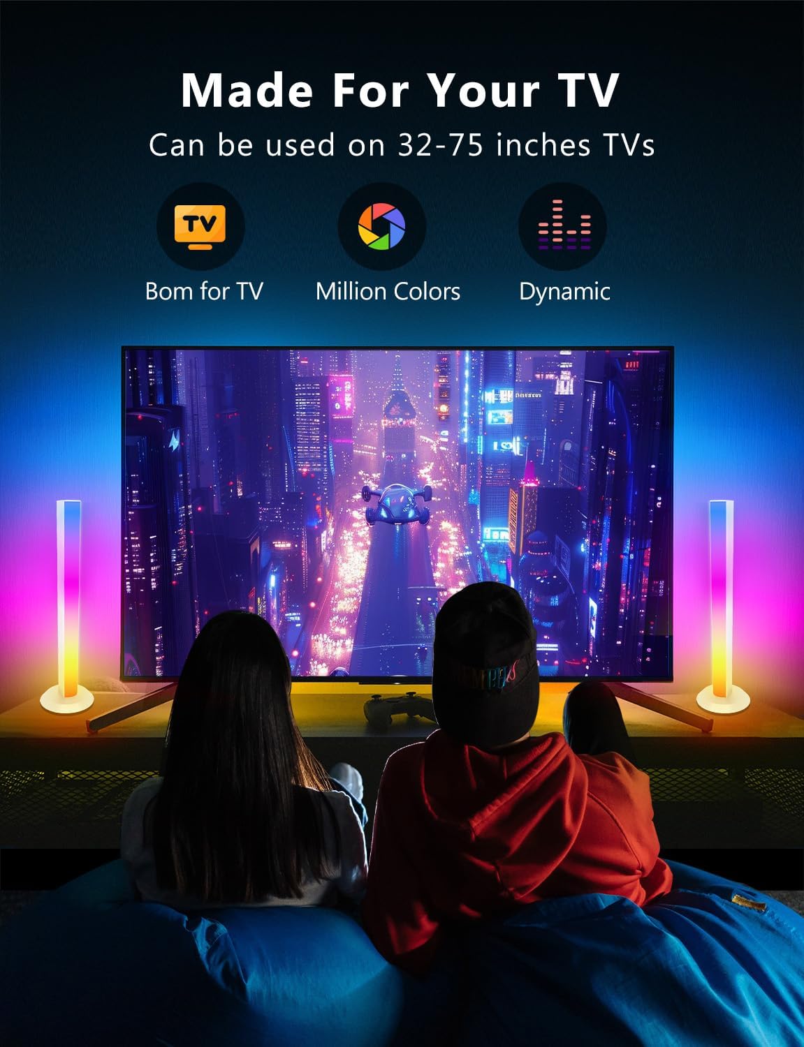 DAYBETTER Smart LED Light Bars, RGB Light Bar, 14 Inches TV Backlights with Scene and Music Modes, Smart Light Bars with Multiple Placement Options, Mood Lighting, PC Gaming Light Bar for Room Decor