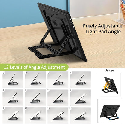 YINGWOND Rechargeable A4 Light Pad with Stand,7100LUX Magnetic Diamond Art Light Board,3 Light Colors,Adjustable Brightness,Portable Wireless Light Box for Tracing,Drawing,Sketching