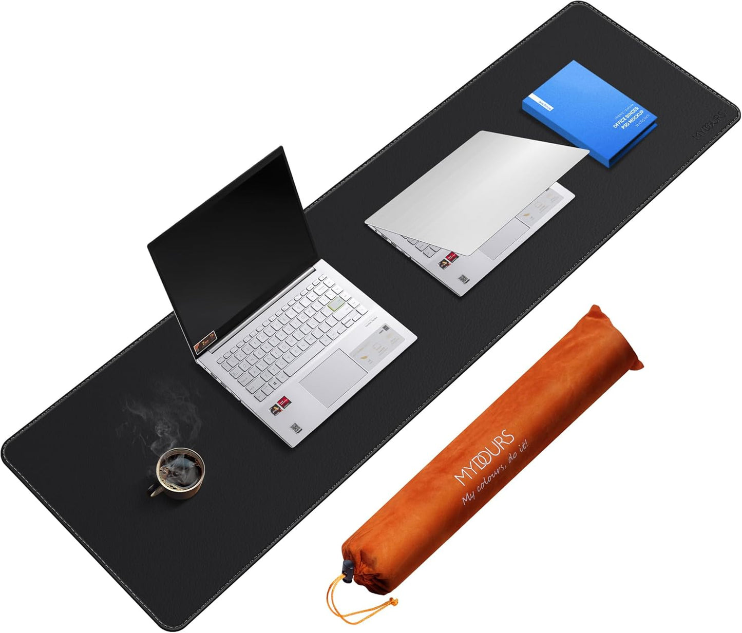 Mydours 40" x 20" Extra Large Desk Mat, PU Leather & Cork Desk Pad, Large XXL Desk Mouse Pad for Workstation, Office, Home, Computer Desk Mat with Keyboard & Mouse (Black)