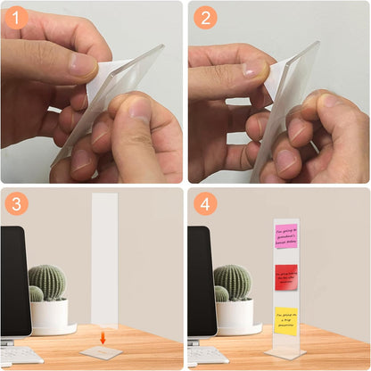 Detachable Acrylic Monitor Memo Board & Memo Message Board Holder by Computer Screen Sticky Note Stand Message Panel Reminder for Office Desk Accessories.2PCS Clear