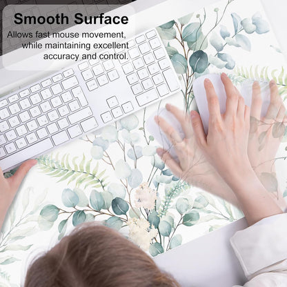 QIYI Large Mouse Pad, Cute Pink Desk Mat for Desktop, Women Girls PU Leather Desk Pad Waterproof Gaming Mousepad, Rose Gold Marble Computer Protector Writing Pad for School Office Home 31.5" x 15.7"