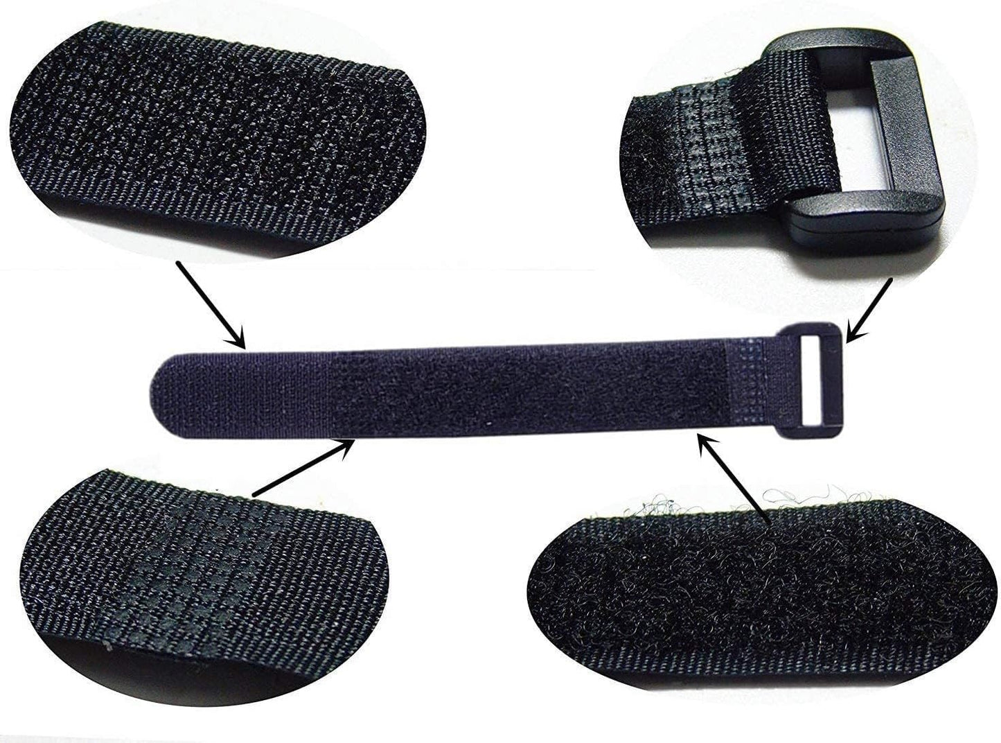 25pcs Black Reusable Fastening Cable Straps, Hook and Loop Cable Tie Down Straps 1" x 12"