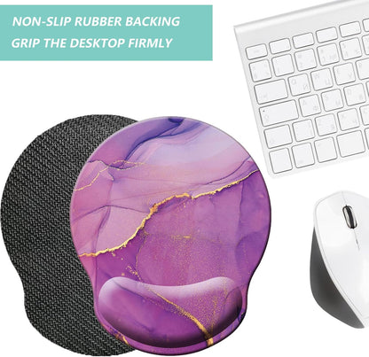 Mouse Pad with Wrist Support, Ergonomic Mouse Pad with Memory Foam Wrist Rest Cushion, Non-Slip Rubber Base Gaming Mice Pad for Home Office Computer Laptop, Flowers Grass
