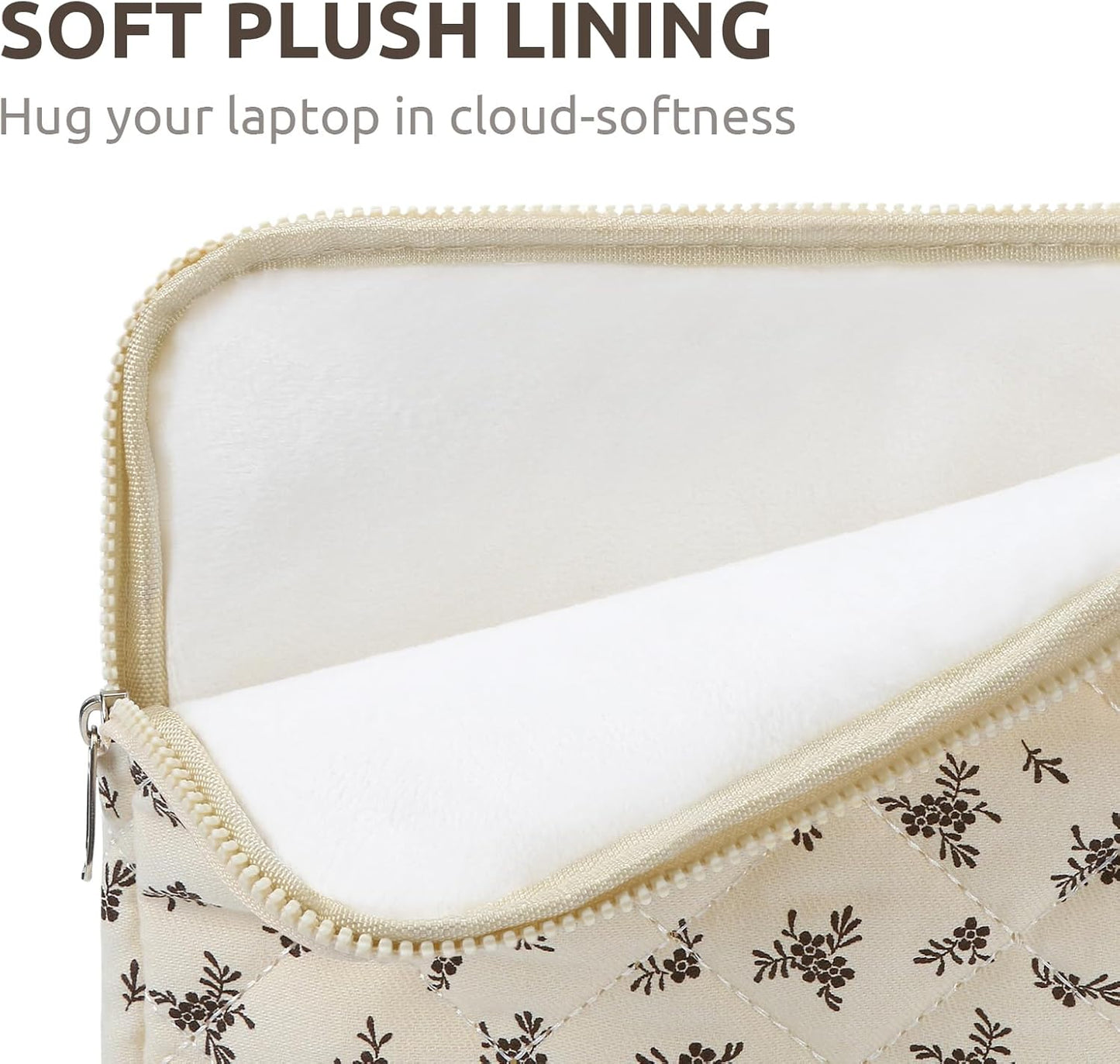 Puffy Laptop Sleeve 13 Inch Cute Quilted Laptop Protective Case Padded Floral Computer Sleeve for MacBook (A-Blue, 13 Inch)