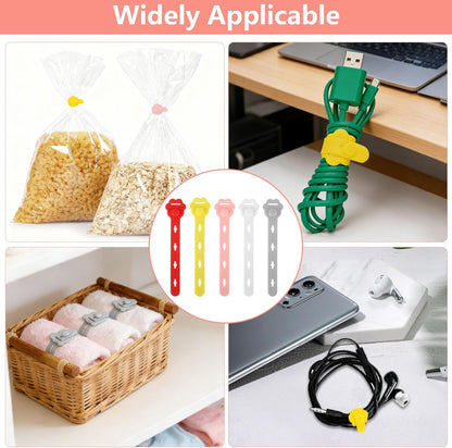 25 Pcs Silicone Cable Ties, Reusable Cable Straps Wire Organizer, Cable Management Cord Organizer for Fastening Earphone Phone Charger Home Office Desk Kitchen Appliances Cable Cords Wires