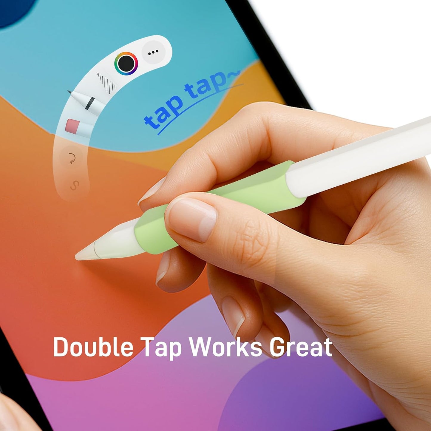 3 Pack iPencil Grips Case Cover Silicone Sleeve Holder Compatible with Apple Pencil (USB-C)&Apple Pencil (2nd Generation),iPad Pro 11 12.9 inch 2018(White, Pink, Purple)