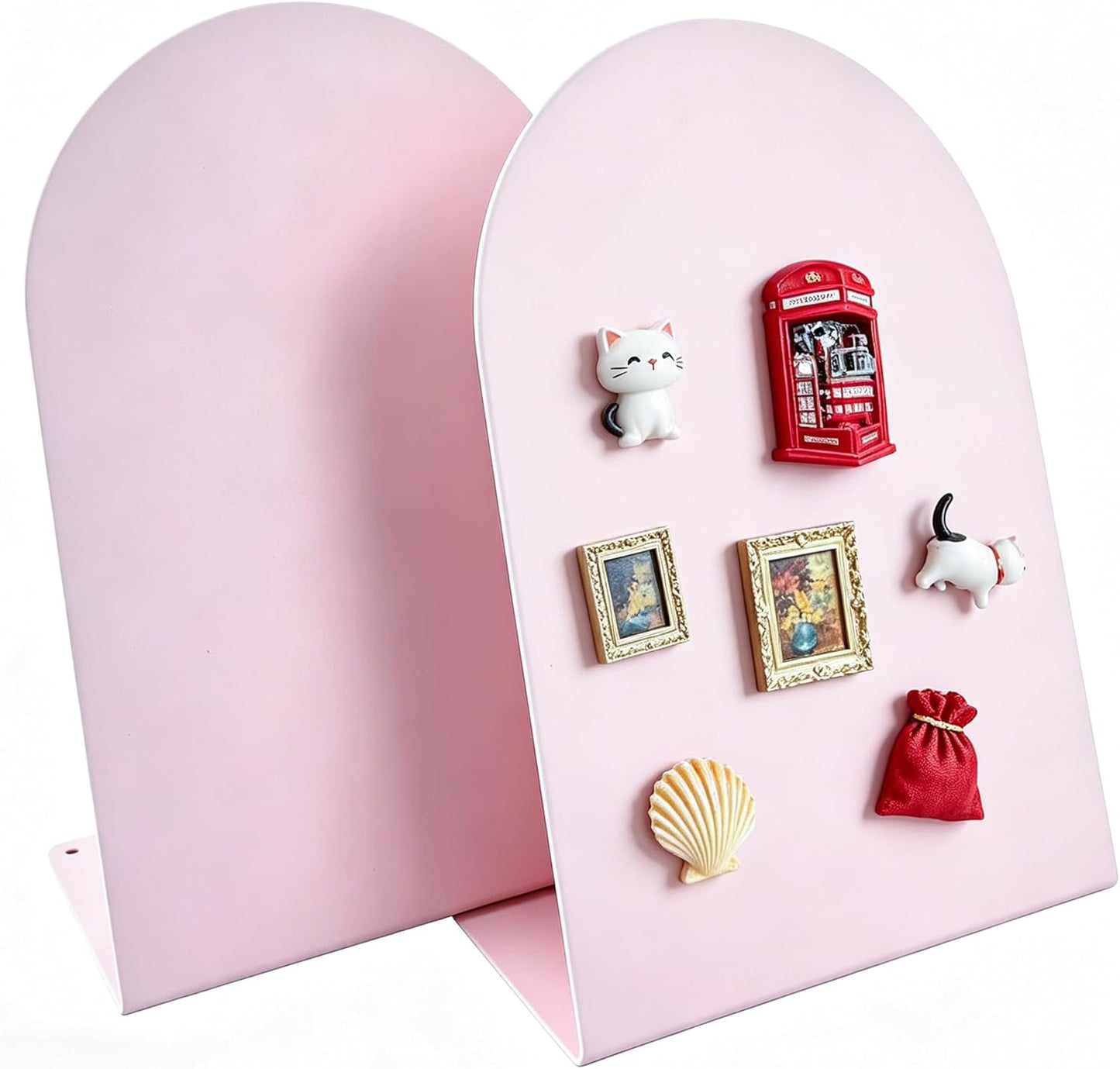 2 Pack Magnetic Bulletin Board with Stand, Magnetic Board, Magnet Board, Metal Tabletops Memo Photos/Souvenir Display Board Magnet Desk Display Stand for Home School Office Kitchen Decoration